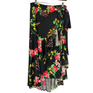 Cabi Dark Floral Wrap Maxi Skirt Sz M Romantic Layered Flowy Bohemian Feminine‎